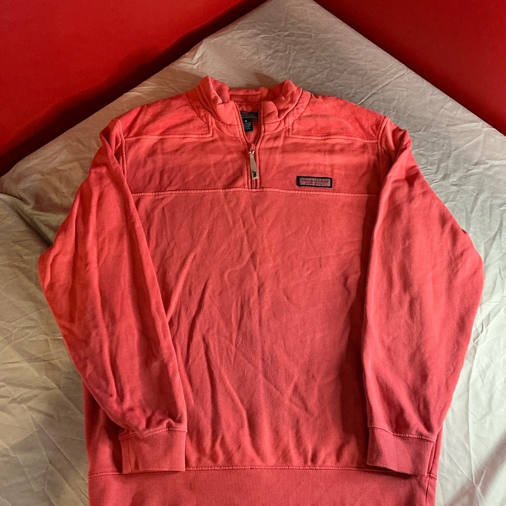 Vineyard Vines Coral Quarter-Zip Pullover Sweater - Men